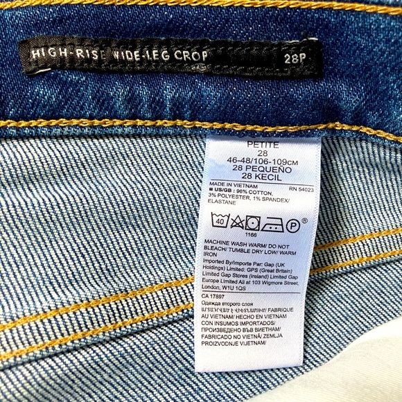 Banana Republic HIGH-RISE WIDE-LEG CROP Women’s Blue Jeans 28P Petite Raw Hem - Picture 5 of 9